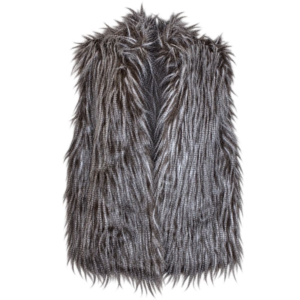 New Directions Shaggy Faux Fur Open Front Vest Women Medium Gray